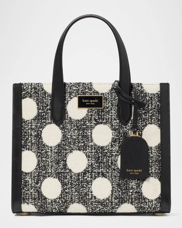 manhattan small polk dot tweed tote bag